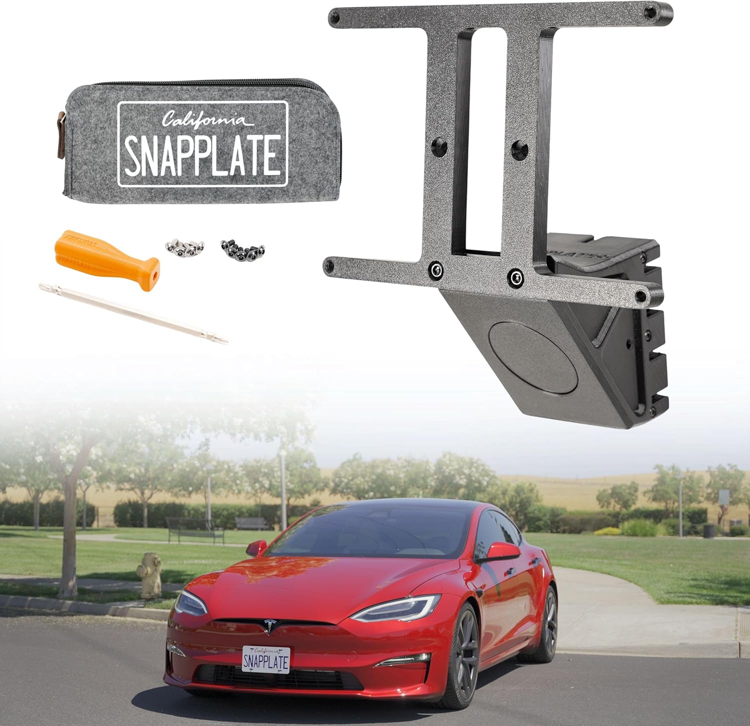 SnapPlate+ Front License Plate Holder for Tesla Model S 2021-2025