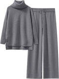 Women Two Piece Oversized Turtleneck Knit Sweater Set - Cozy Fall Fit