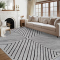 Large Area Rug 10x13 Living Room Rug - Low Pile Geometric Style