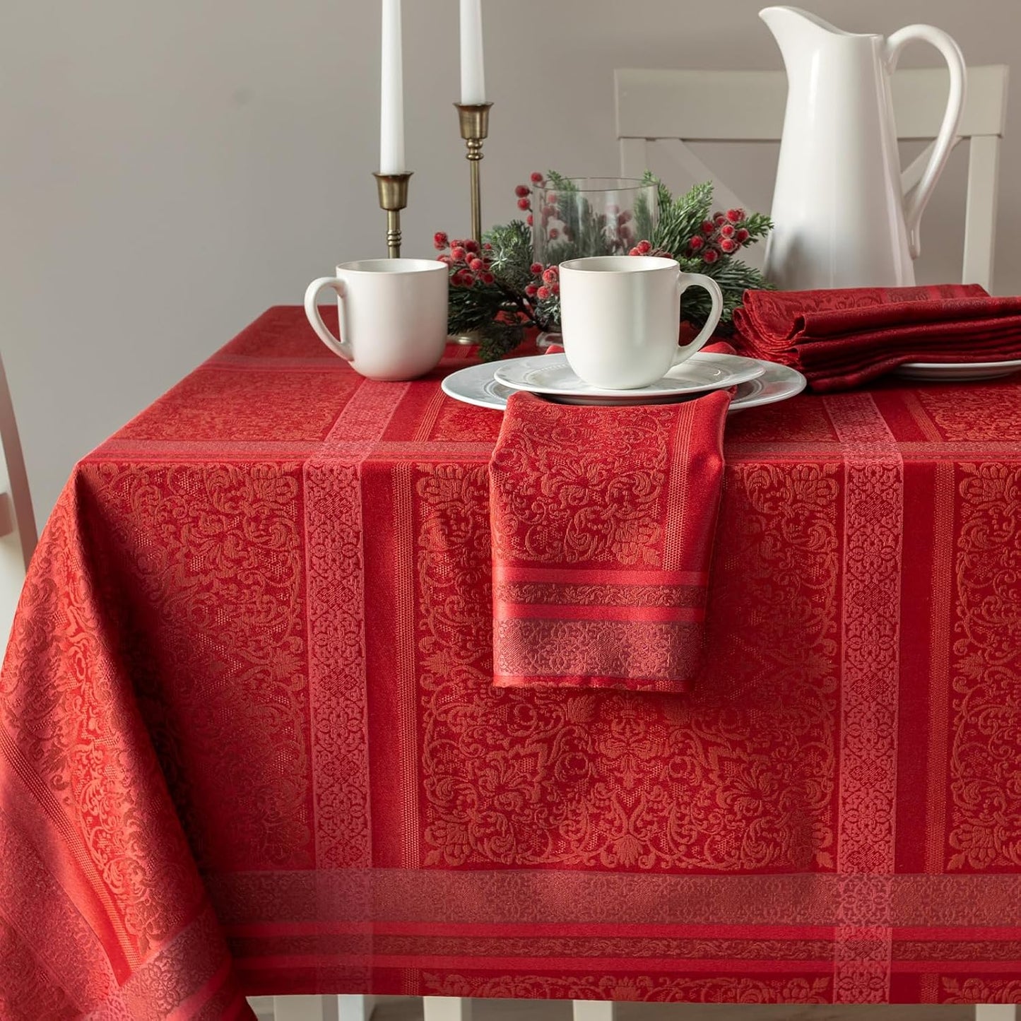Benson Mills Ravenna Heavyweight Fabric Table Cloth for Holidays