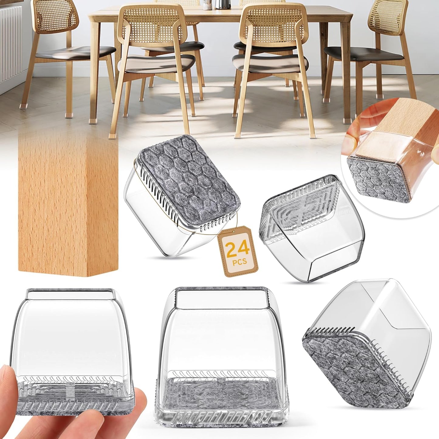 INDEMO Silicone Chair Leg Protectors - Non-Slip Floor Pads