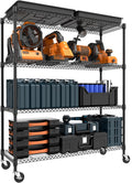 4 Tiers Storage Shelves Load 1400LBS - Heavy Duty Adjustable Metal