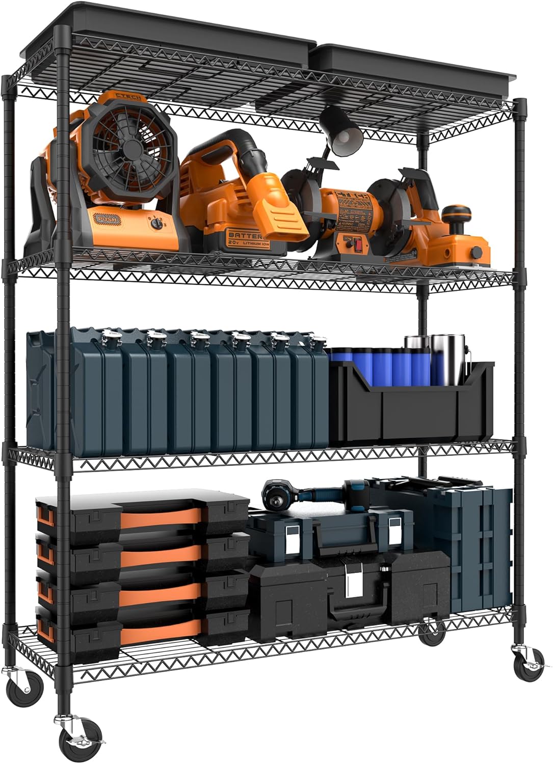 4 Tiers Storage Shelves for Heavy Duty Use, Adjustable Metal Unit