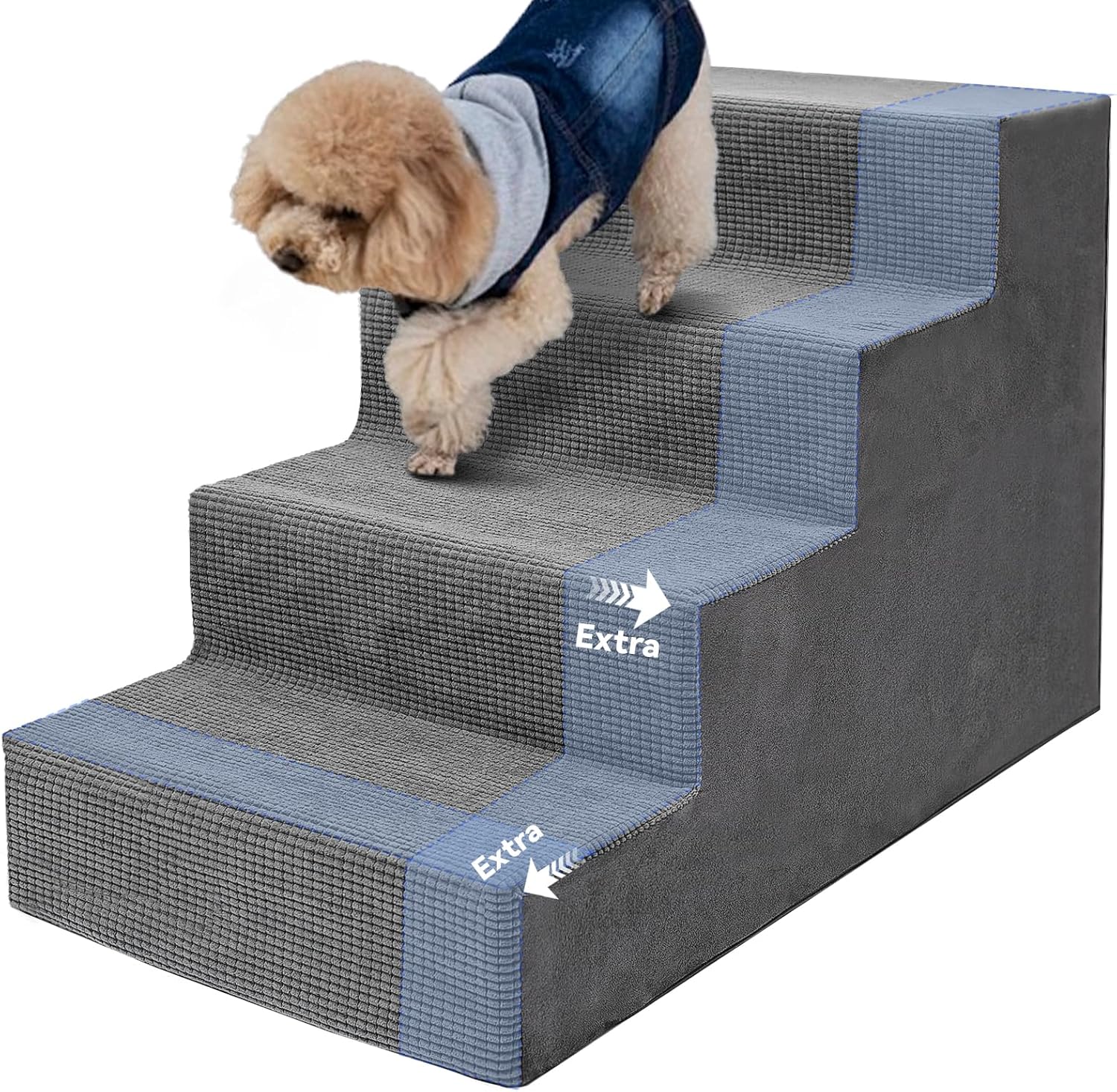 Niubya Dog Stairs for Small Dogs and Cats - 4 Steps Grey
