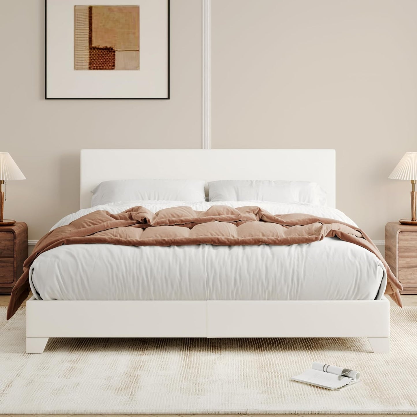 Allewie Queen Size Bed Frame with Adjustable Headboard Design