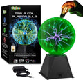 Green Plasma Ball 7 in - Interactive Tesla Coil Lamp for Parties