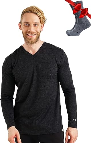 Merino Wool Base Layer - Mens 100% Merino Wool Long Sleeve Thermal
