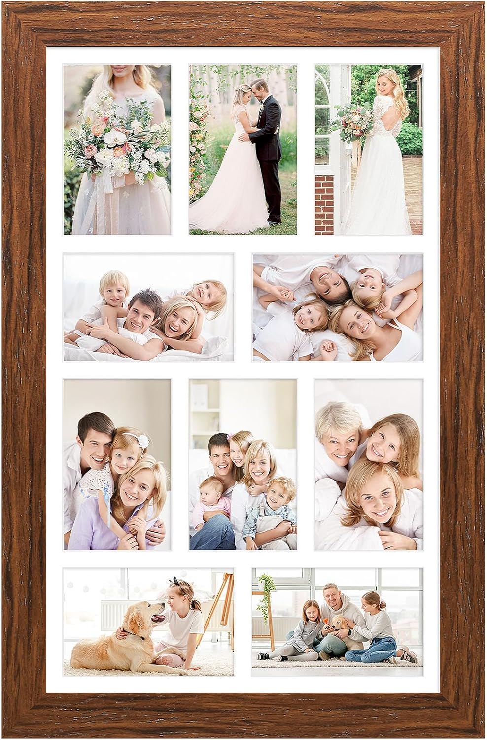 13x21 Picture Frame Collage for 4x6 Photos in Carbonized Brown