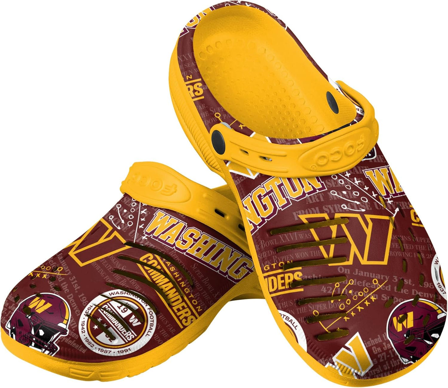 FOCO Men's NFL Team Logo Historic Print Garden Sandals Clogs
