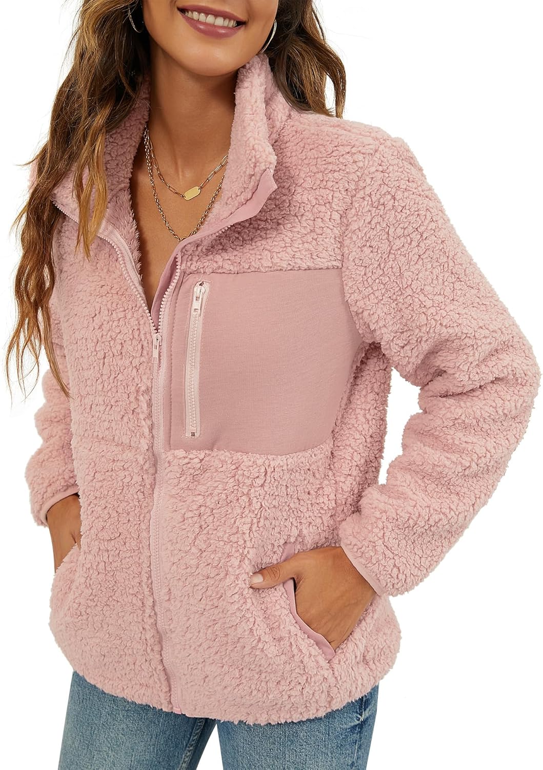 VVK Women's Fashion Faux Shearling Shaggy Full Zip Coat Review