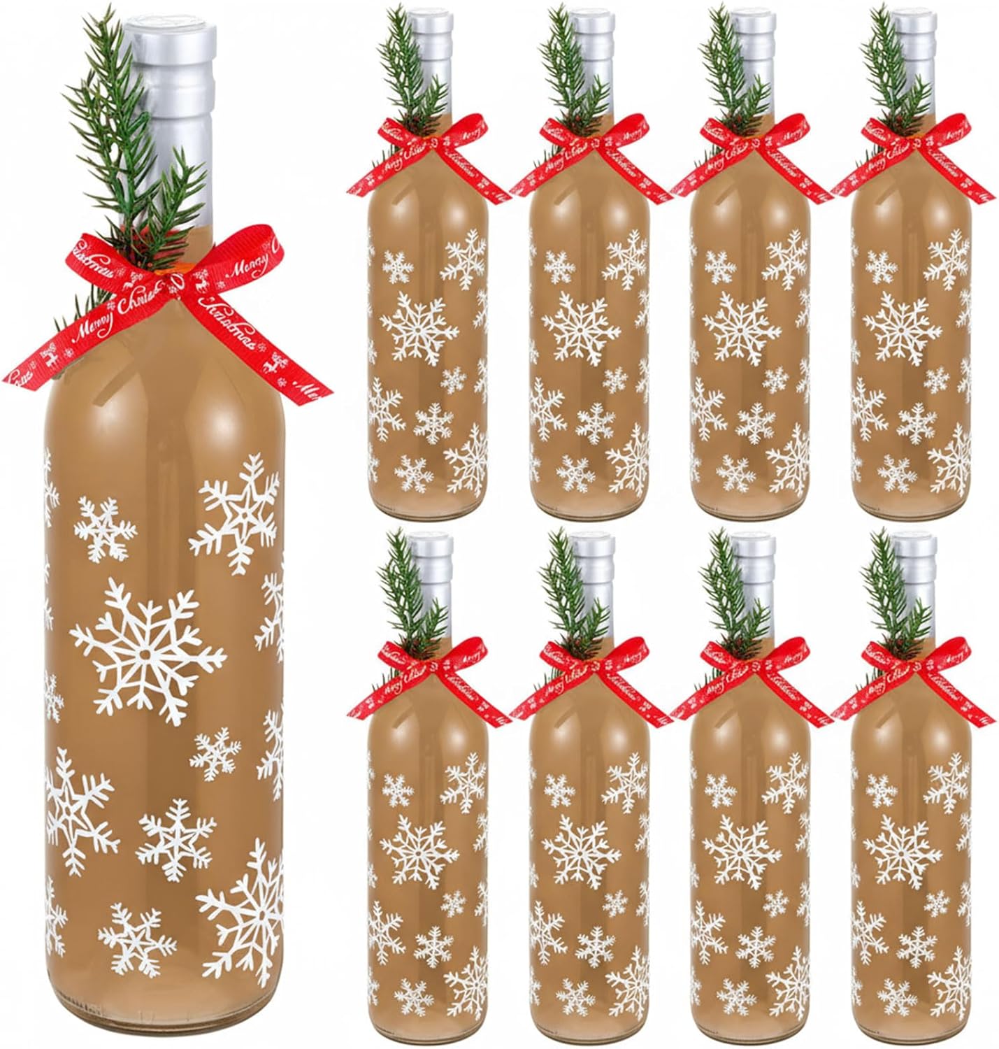 Mimorou 8 Pack Christmas Coquito Glass Wine Bottles Set