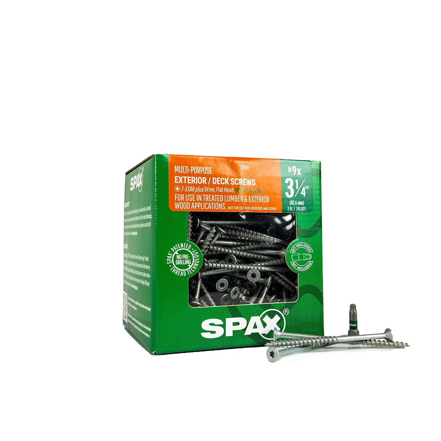 SPAX #9 x 3-1/4 in Exterior Flat Head Deck Screws for Wood