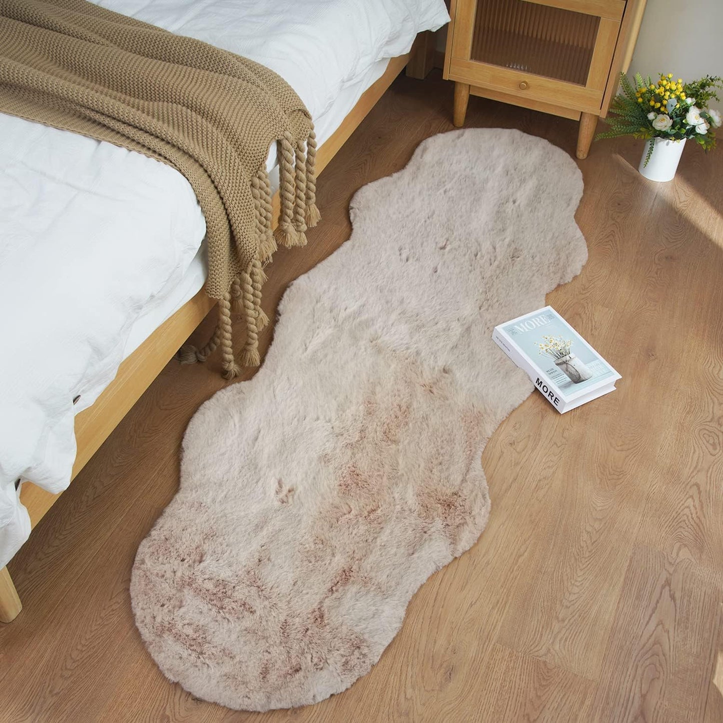 Ghouse Soft Faux Sheepskin Fur Rug 2x6 for Cozy Home Decor