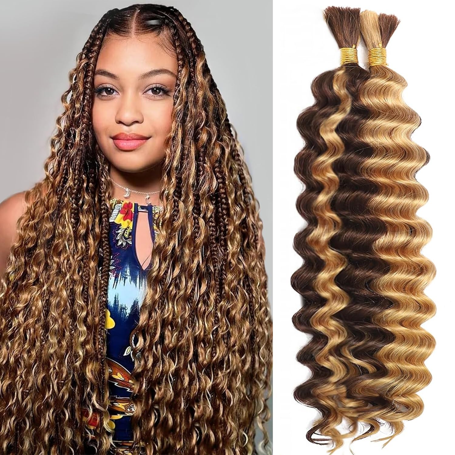 Human Braiding Hair for Boho Braids - 18 Inch Deep Wave