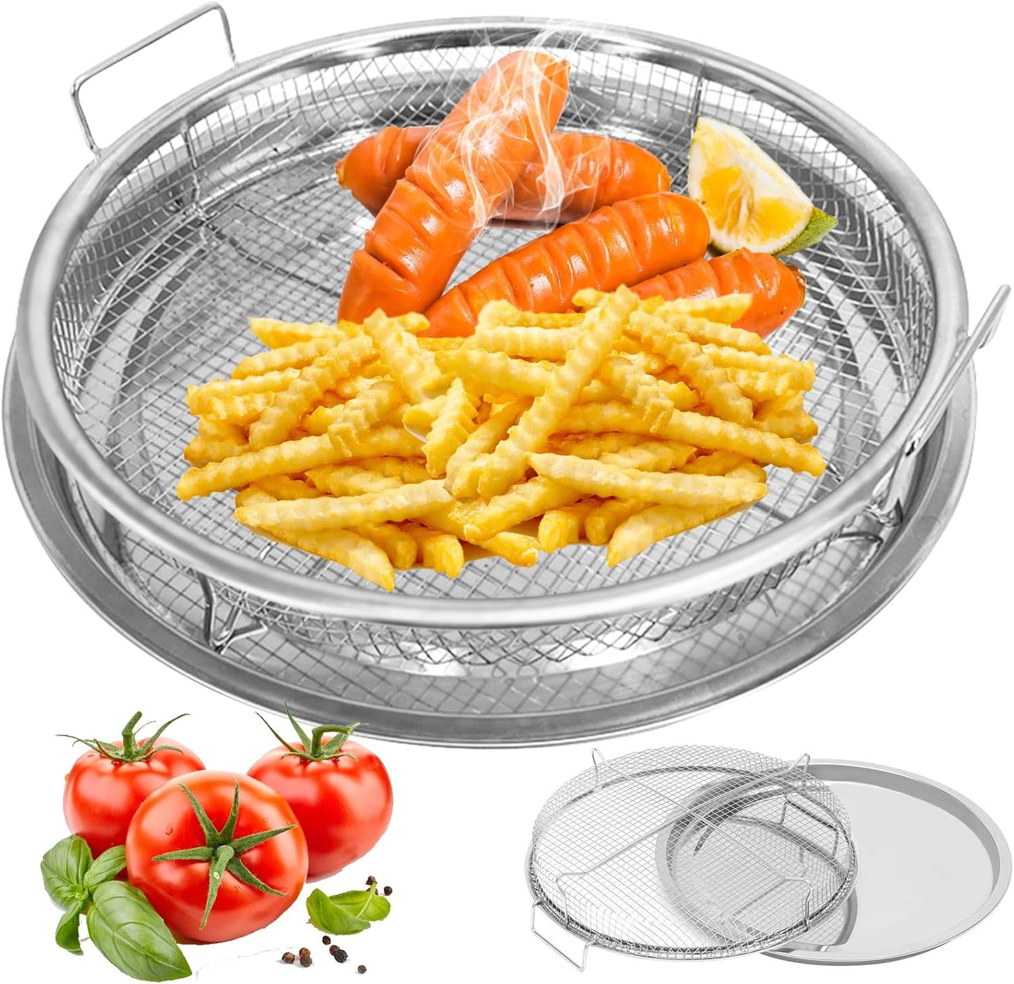 Non-stick Stainless Steel Air Fryer Basket Set - Crisp Results!