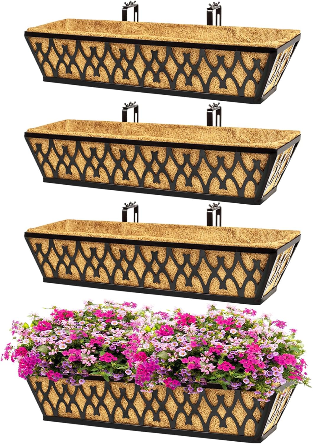 24 Inch Window Boxes Planters for Outdoor Plants - 4 Pack