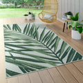 Outdoor Rug Green Beige Palm Leaf Pattern 4ft7in x 6ft7in - Durable