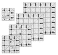 Non-Slip Square Quilt Template Rulers 2.5 to 6.5in - Precision Set