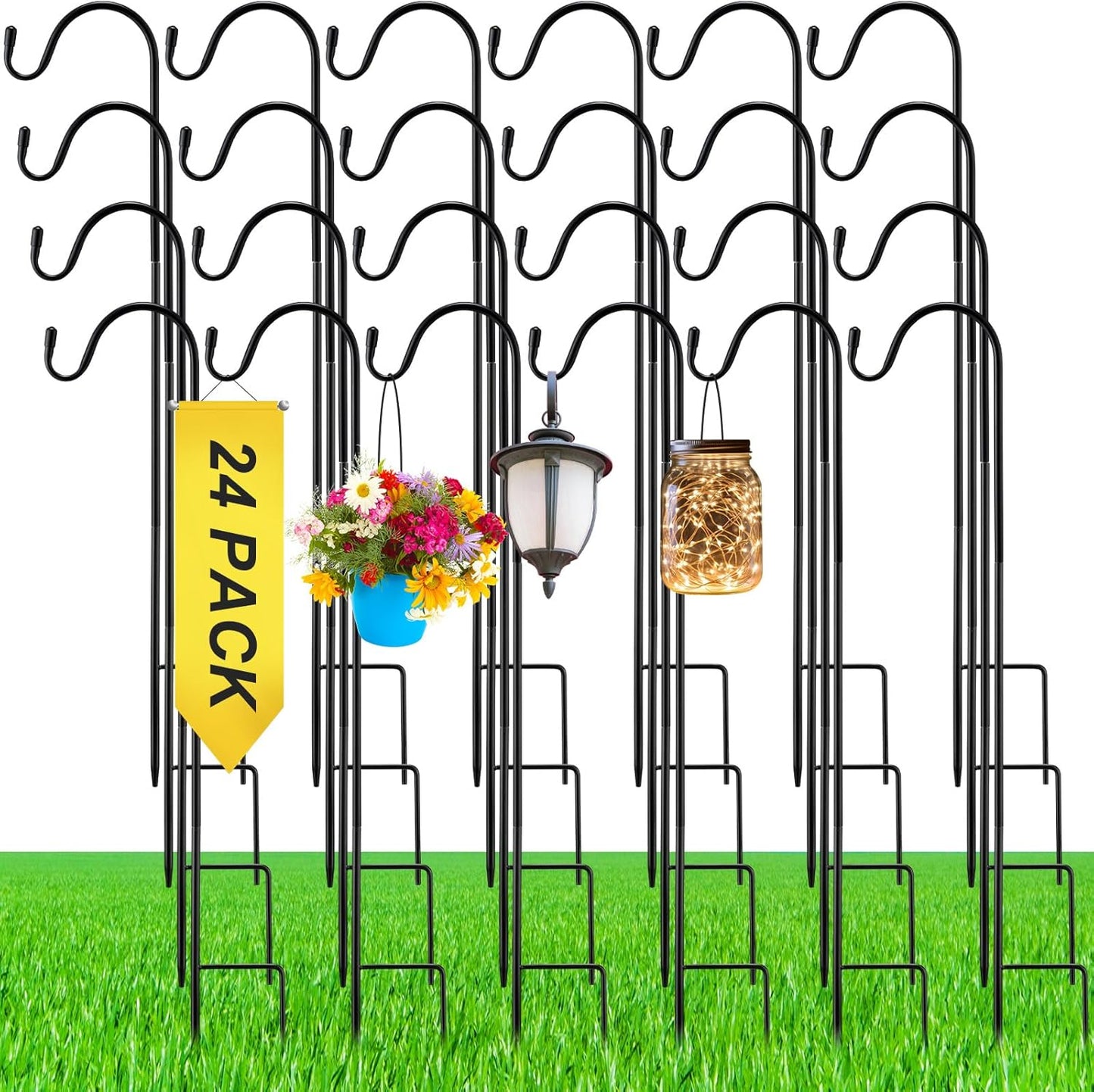 24 Pcs 24 Inch Shepherds Hook for Outdoor Bird Feeder Decor