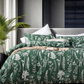 JANZAA Twin Comforter Set Emerald Floral Bedding - Soft Reversible