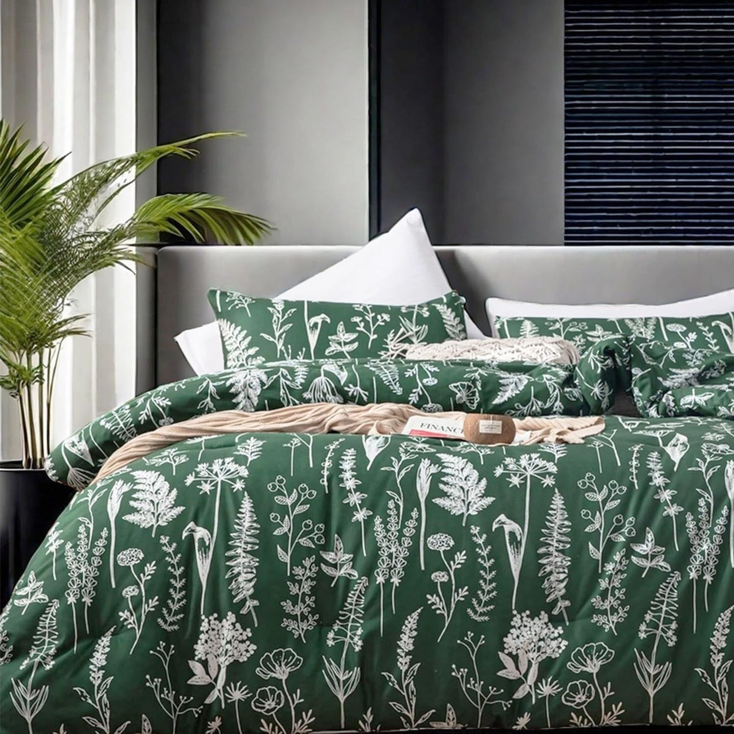 Twin Comforter Set with Floral Design by JANZAA - Cozy Bedding