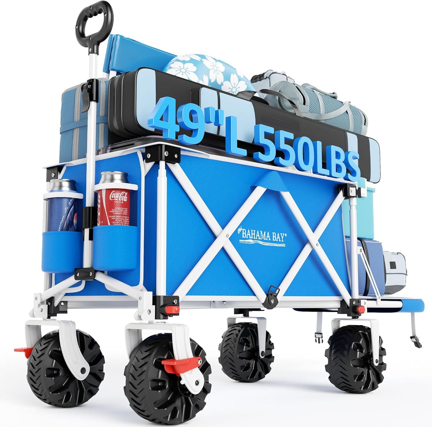 49 L Extra Long Beach Wagon with Tailgate for Outdoor Fun