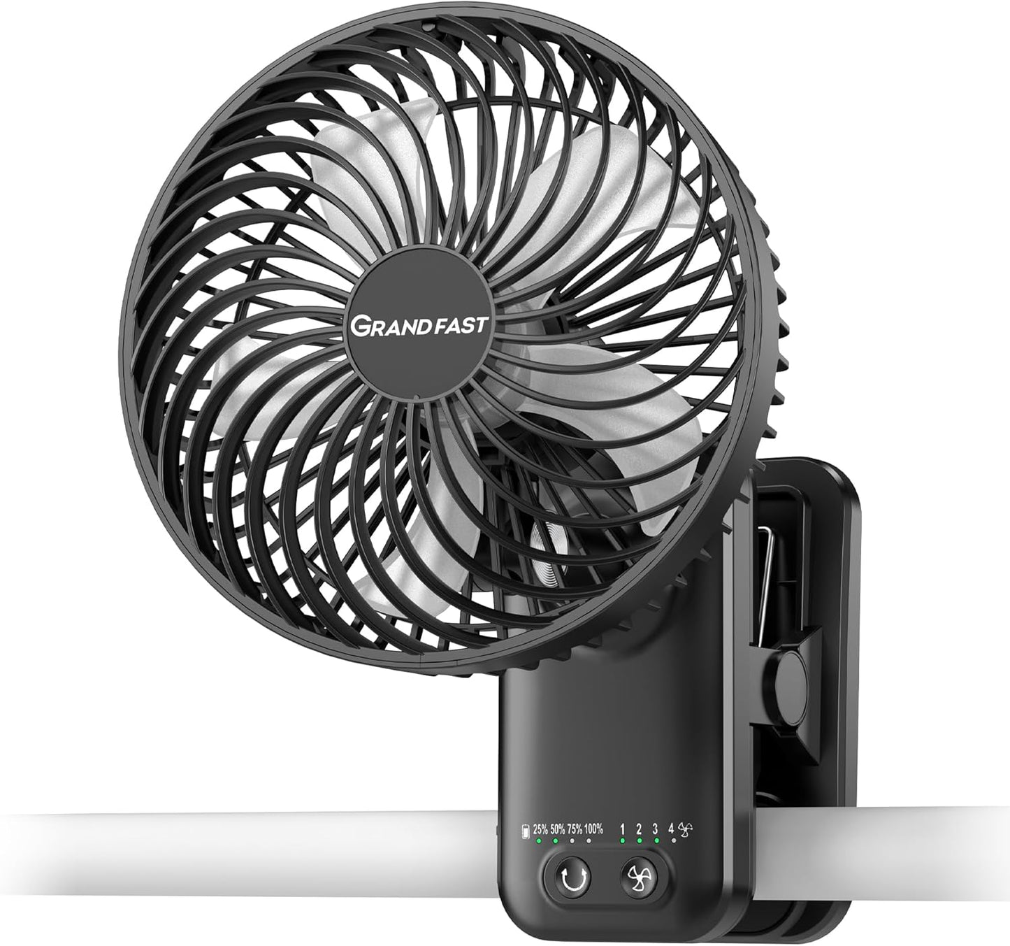 GRANDFAST 7 Rechargeable Clip-On Fan: 42H Run Time