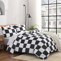 Black White Plaid Comforter King 104x90in - Lightweight Checkered Set