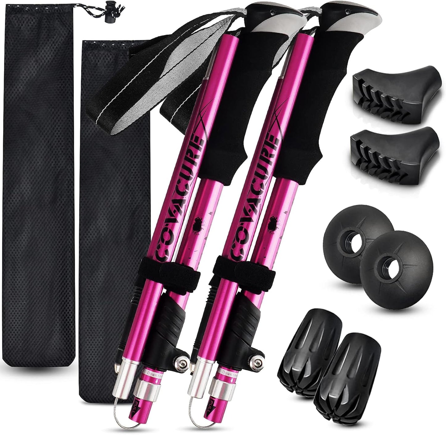Covacure Collapsible Trekking Poles - Lightweight Hiking Sticks