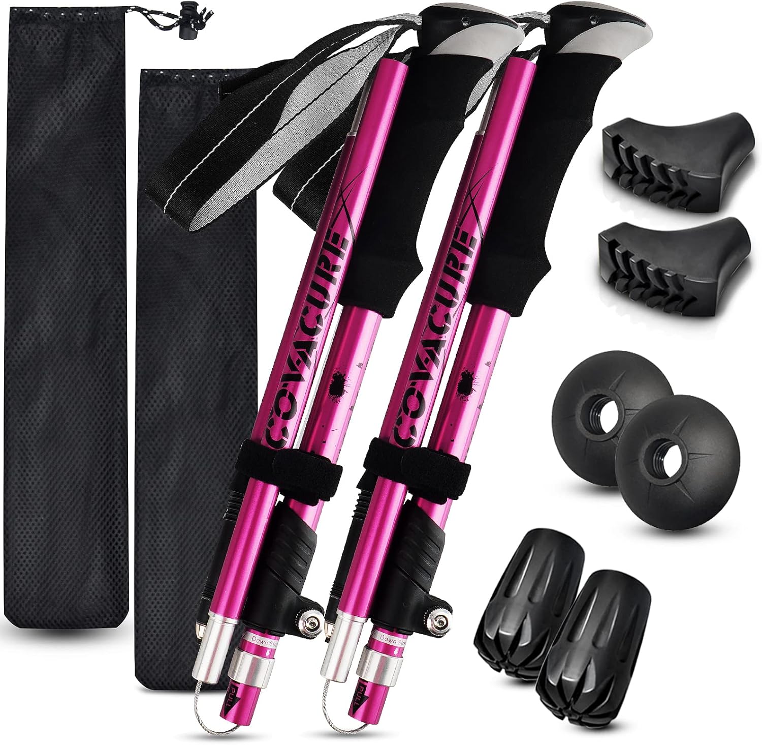Covacure Collapsible Trekking Poles - Lightweight Hiking Sticks