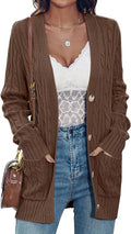 Cable Knit Cardigan Sweater for Women - Chunky Button Up Cozy Fit