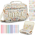 Large Bible Cover Case for Women 12 x 9 x 2.5 in - Organized Study Bag