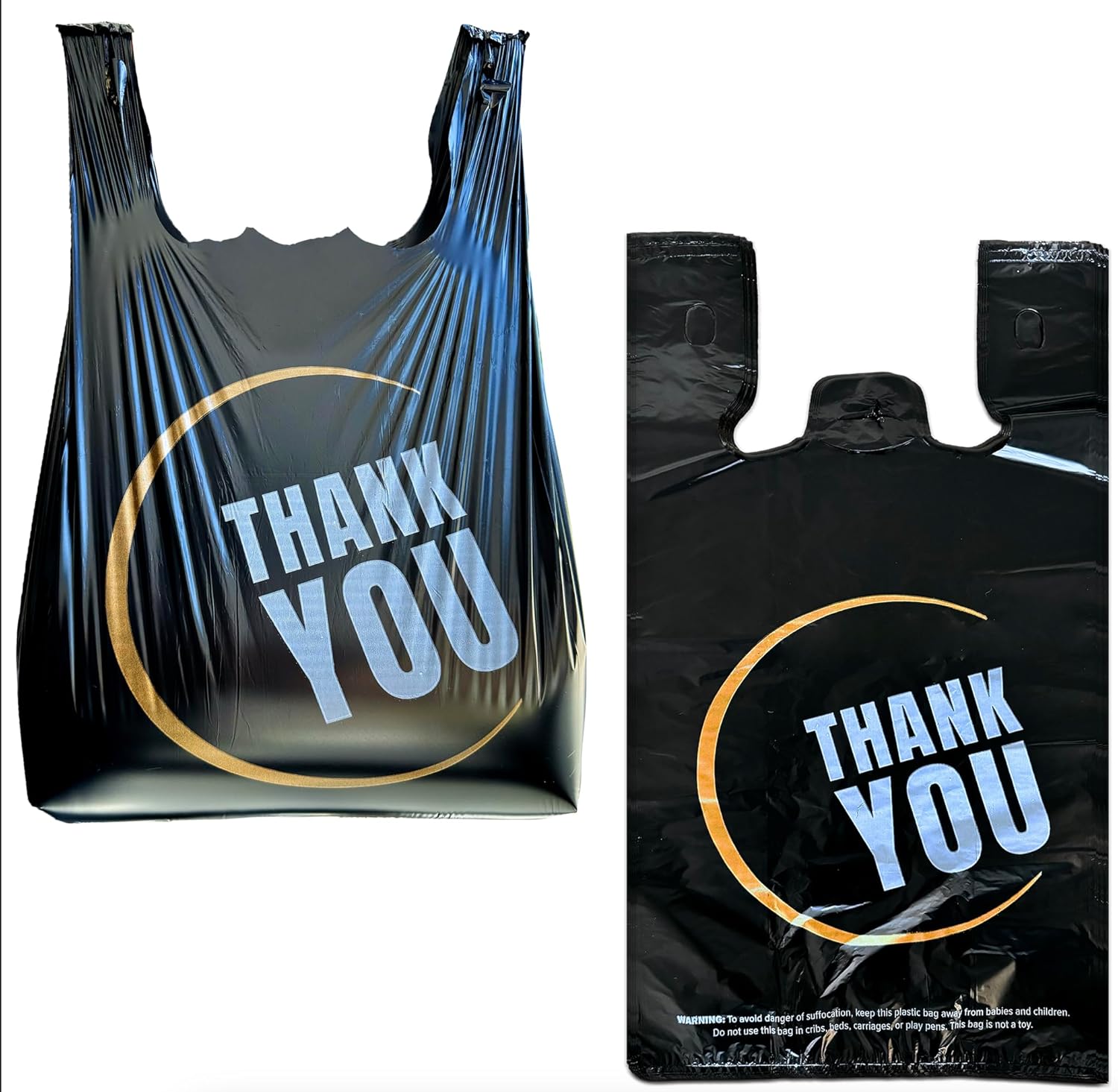 YoYoRain 855 Pack Black T-Shirt Bags for Grocery & Takeout