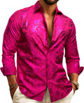 Barry.Wang Men's Disco Paisley Floral Button Down Shirt - Shiny