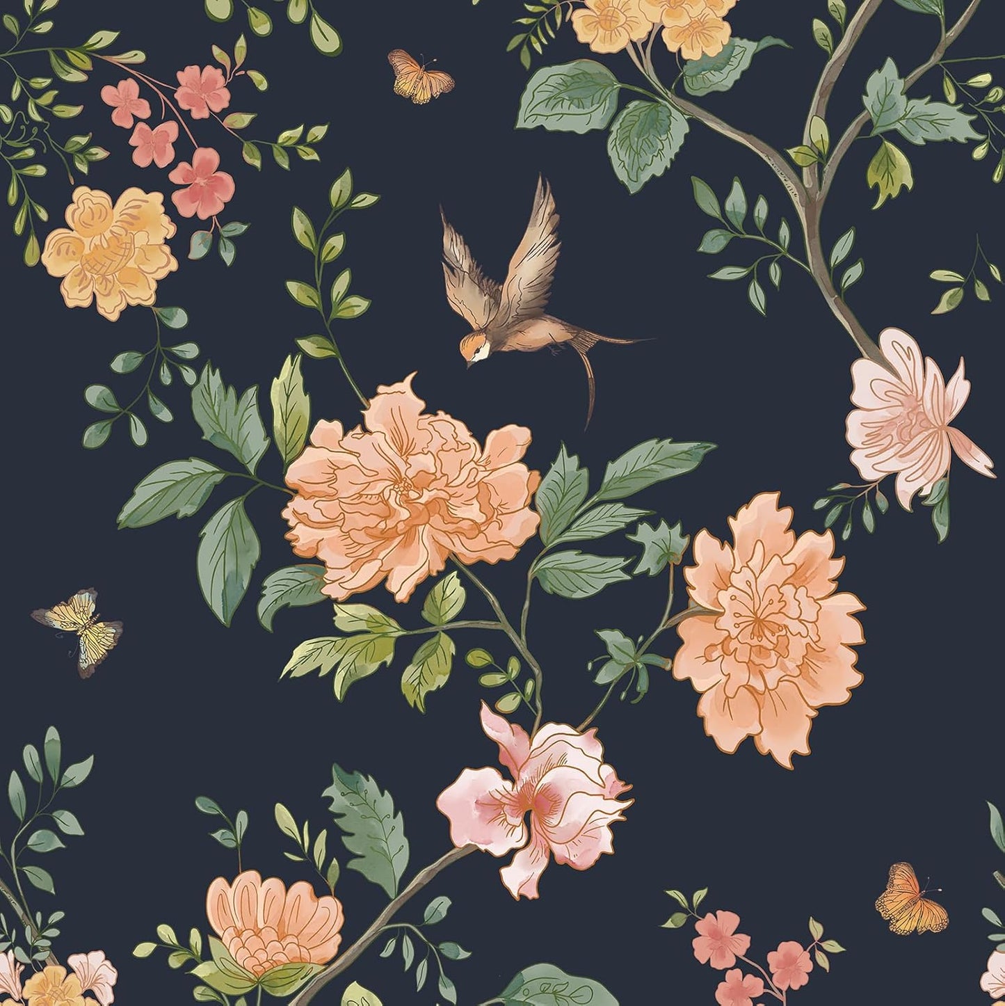 Vintage Floral Peel and Stick Wallpaper for Home Decor