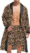Men's Satin Robe with Shorts Set - Lightweight Silky Kimono Robe