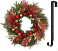 26 Christmas Wreath with Lights for Front Door - Golden Red Holiday