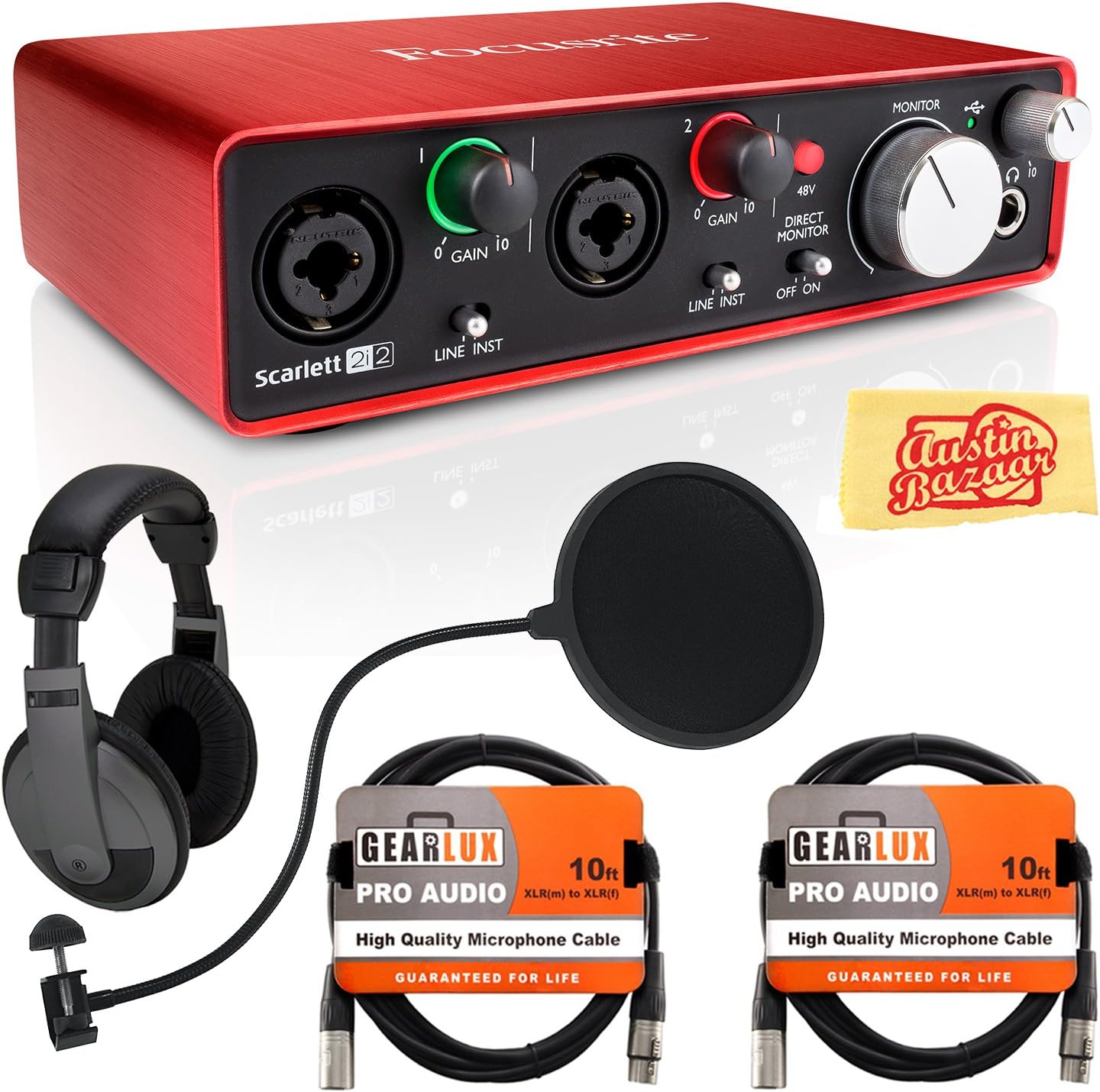 Focusrite Scarlett 2i2 USB Audio Interface Bundle with Accessories