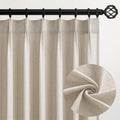 Pinch Pleated 92 in Curtains 2 Panels Oatmeal Linen Look - Light