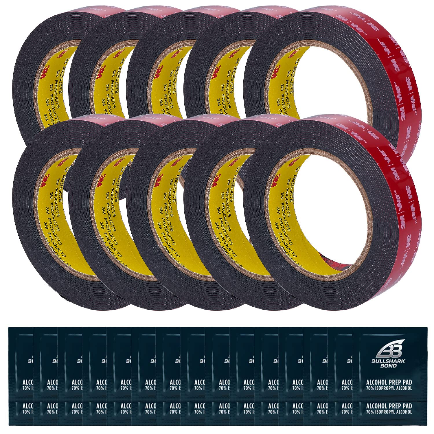 10 Pack Black 3M Heavy Duty Double Sided Tape for All Uses
