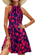OUGES Women's Halter Neck Floral Sundress - A-Line Summer Fit