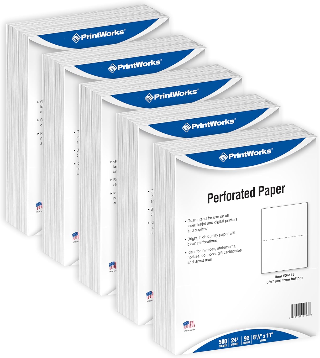 PrintWorks Professional Half Sheet Perforated Paper for W-2s