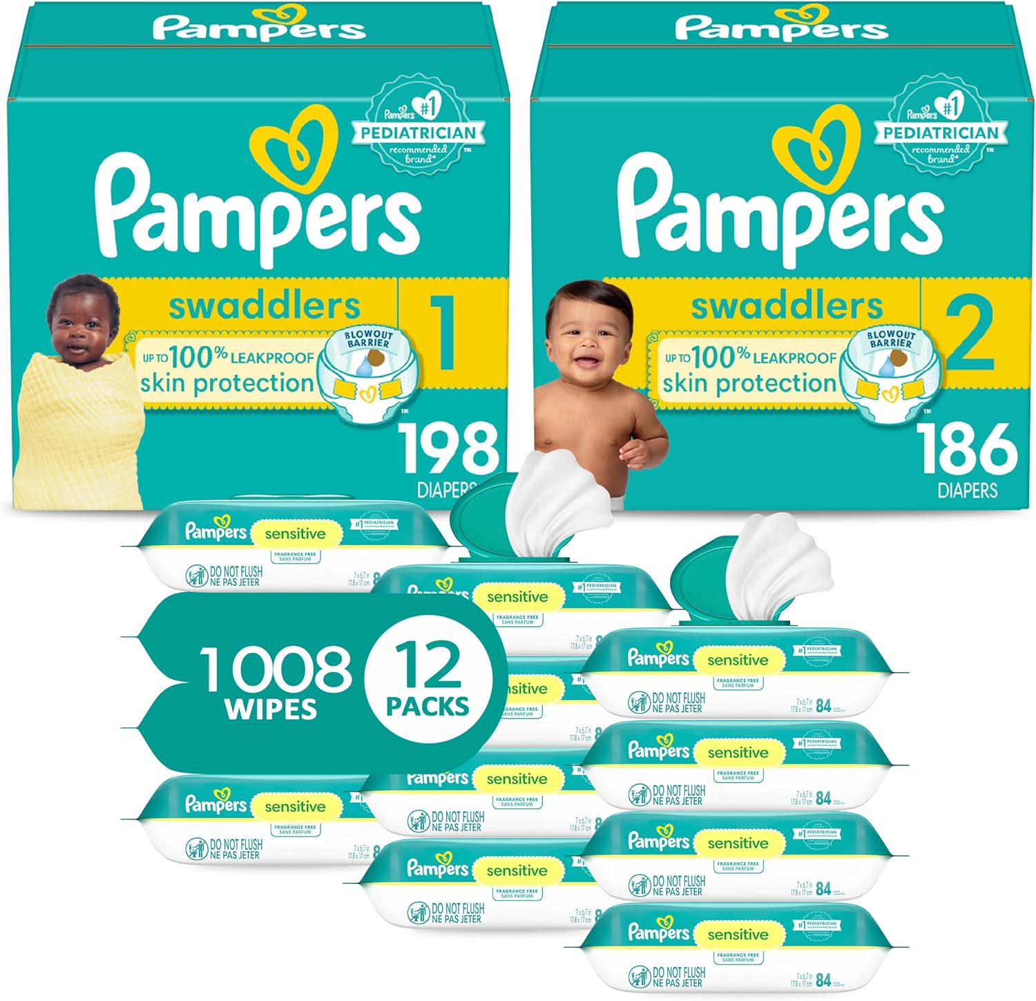 Pampers Baby Diapers & Wipes Kit - 12X Mega Pack!