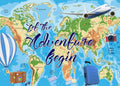 Adventure Awaits Backdrop 10x8 ft Travel Map - Photo Background