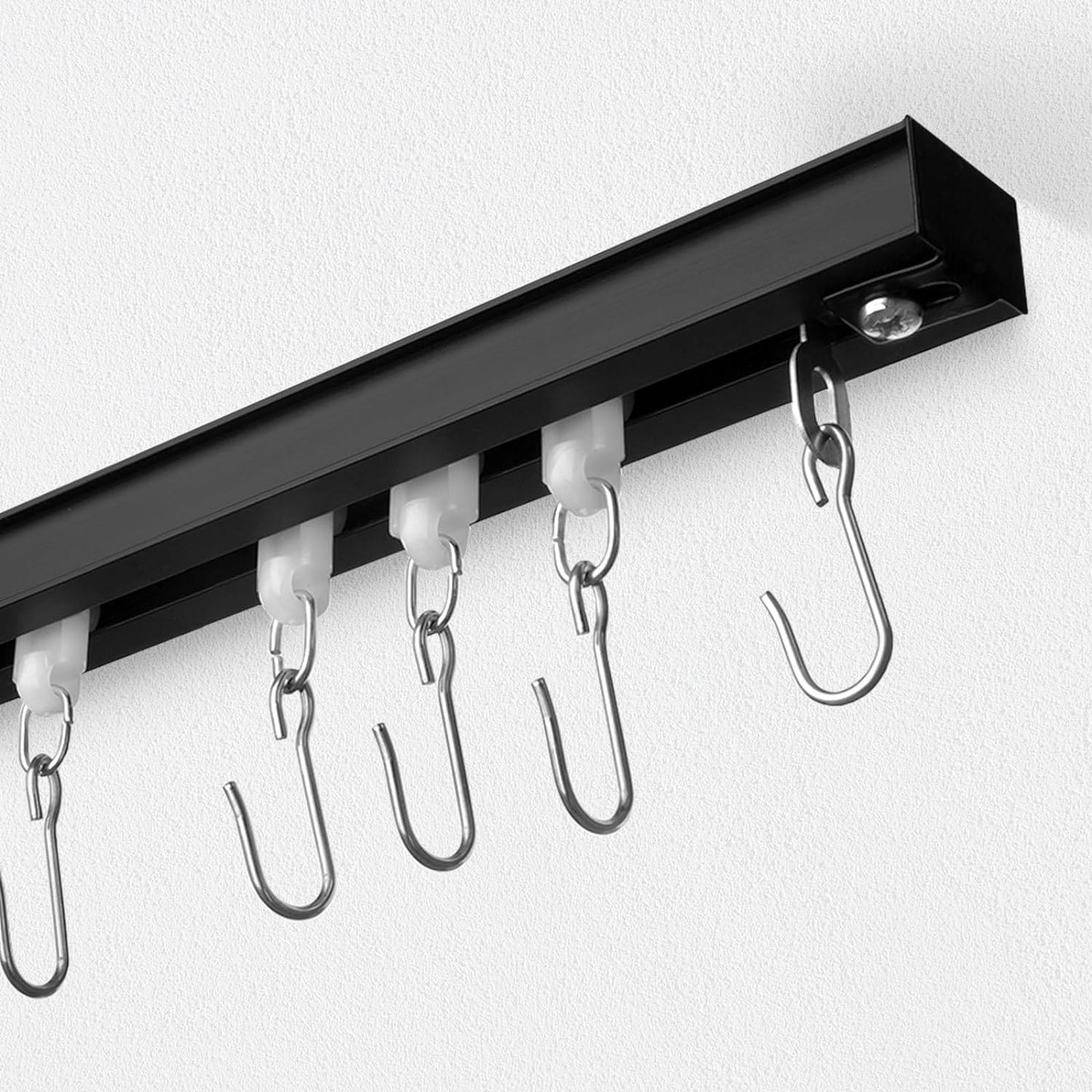 SOMINS Ceiling Curtain Track Set - Easy Room Divider, 6-9ft, Black