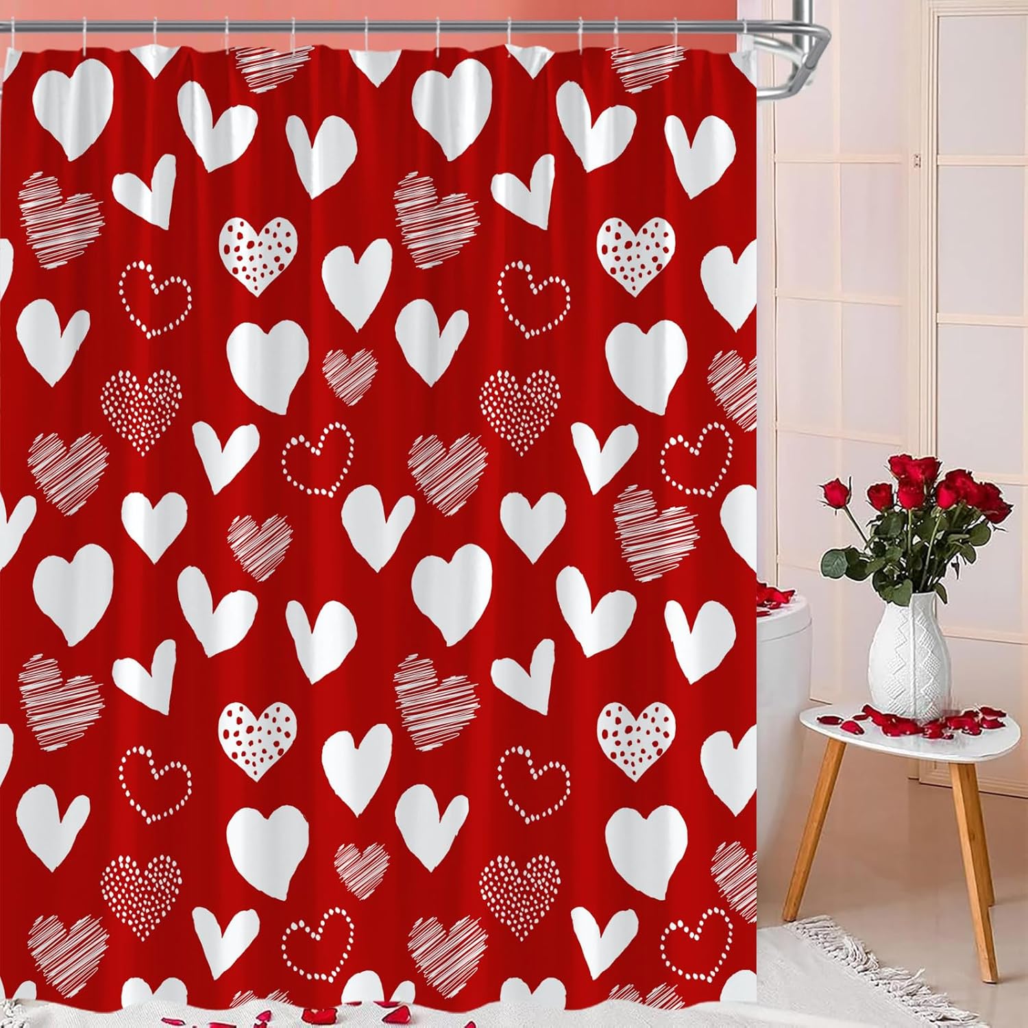 Romantic Love Heart Valentine's Day Shower Curtain