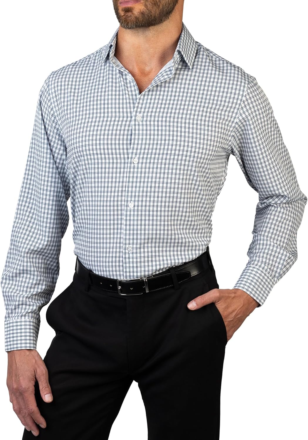 NAUTICA Men's Slim Fit Dress Shirt with 4-Way Stretch Fabric