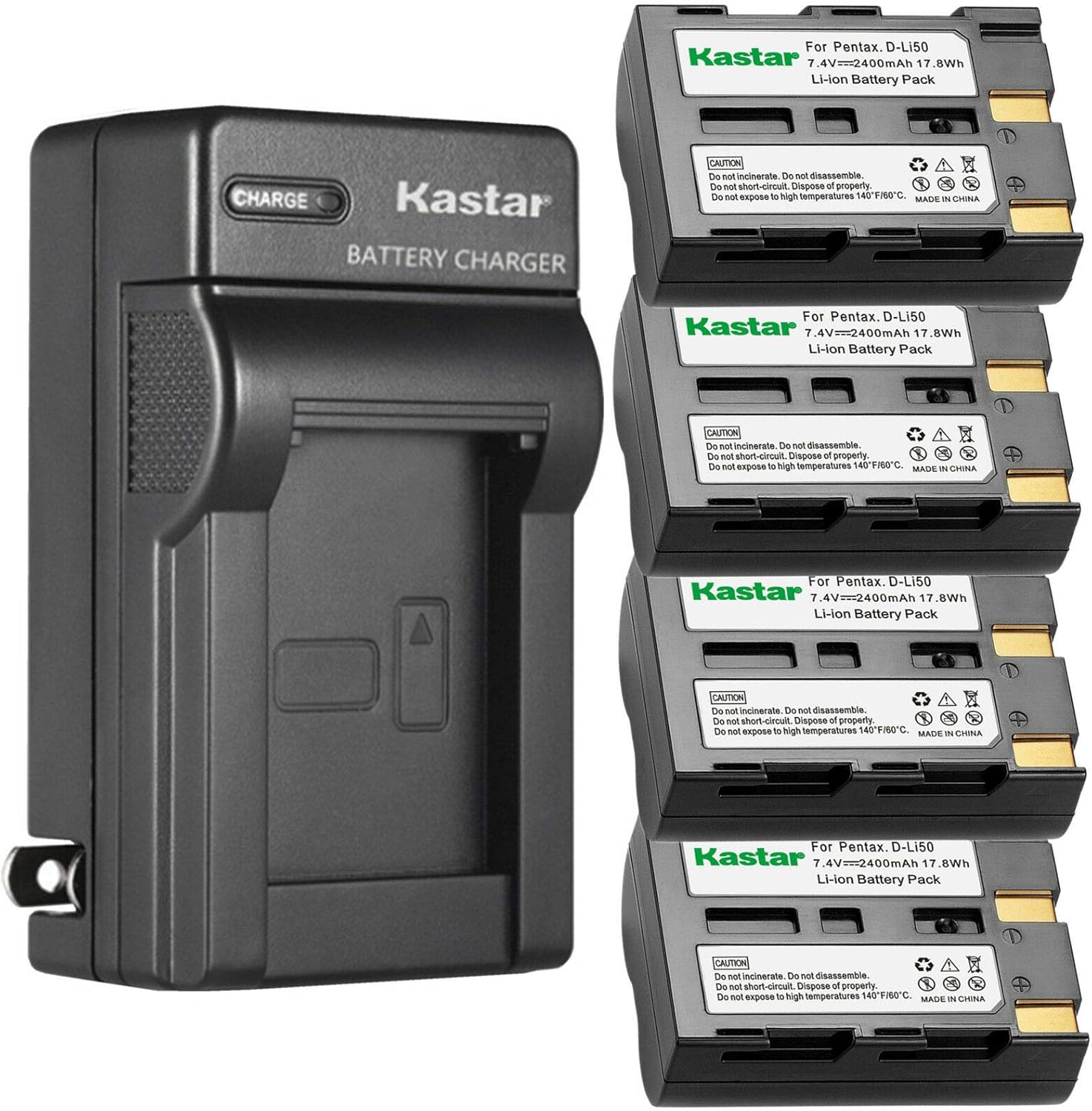 Kastar D-Li50 Battery and Charger Set for Pentax Cameras