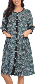 Bloggerlove House Dress Cotton Snap Front Nightgown - Lightweight