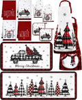 12 Pcs Christmas Farmhouse Kitchen Decor Set - Rustic Snowman Holiday